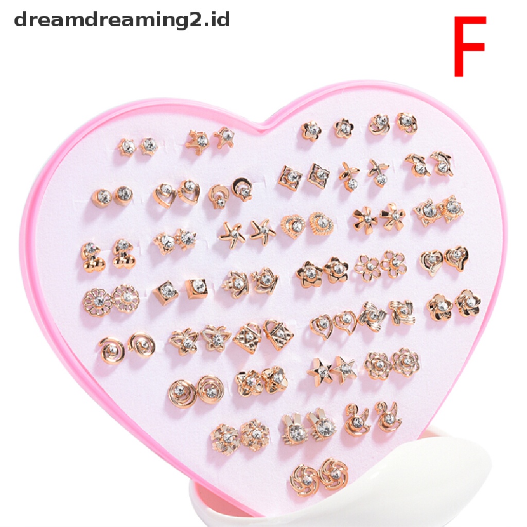 36 Pasang Anting Tusuk Kristal Diamante Bentuk Bunga Untuk Wanita