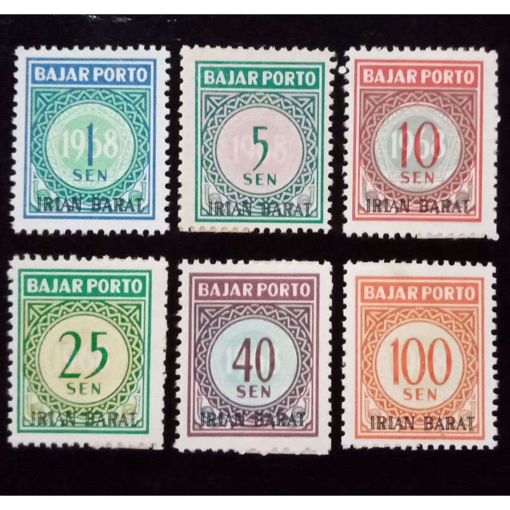Perangko Bajar Porto Irian Barat 1 - 100 Sen (6 Pcs) Tahun 1968