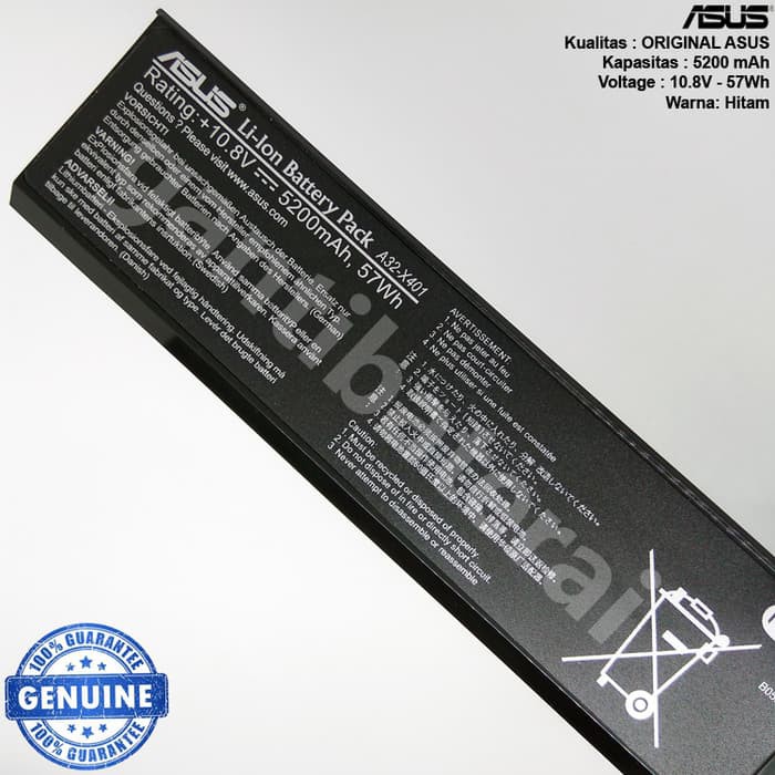 Original Baterai battery batre Asus X401, X401A, X401U, X501, X501A, X501U, A32-X401