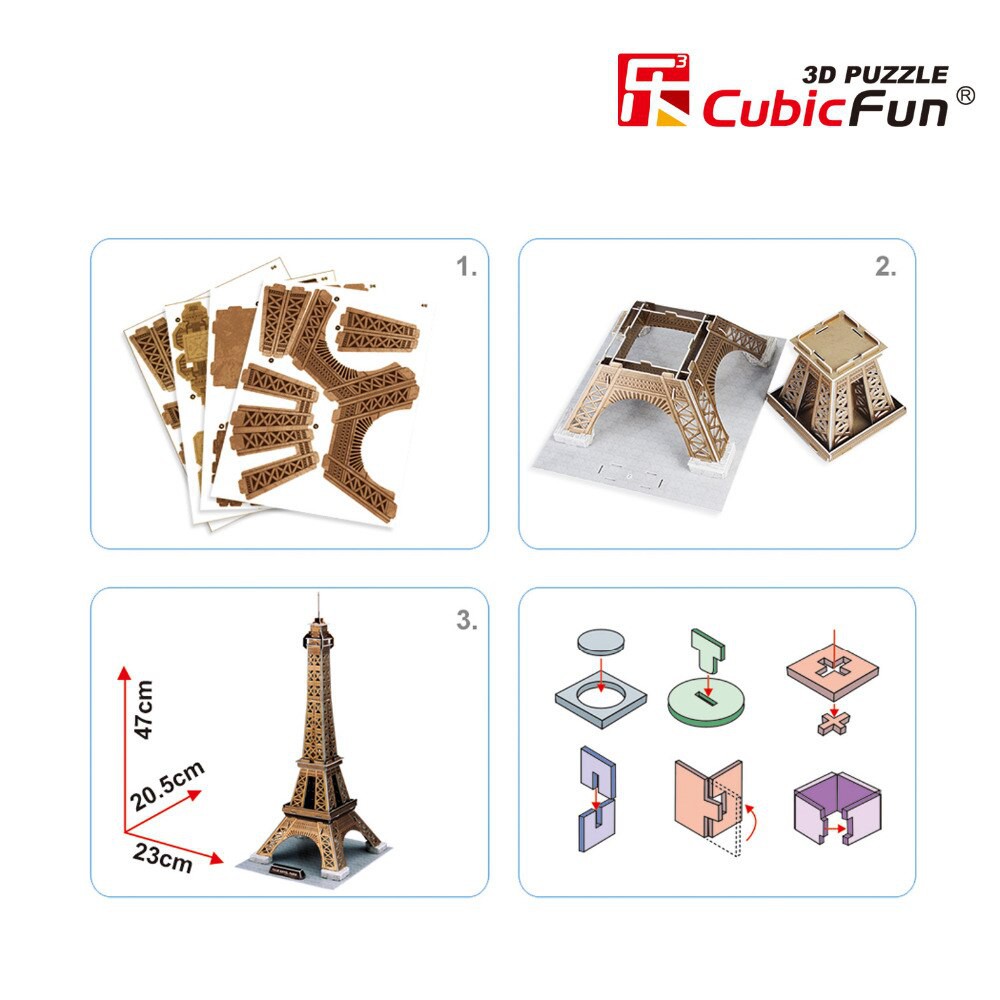 Mainan Puzzle | Eiffel Tower | Mainan Keterampilan Anak - Jigsaw - Bangunan Terkenal