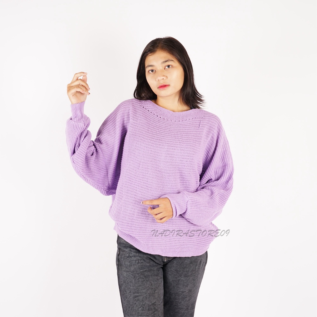 NADIRA Batwing Blues Corak Oversize Cardigan Rajut 7get