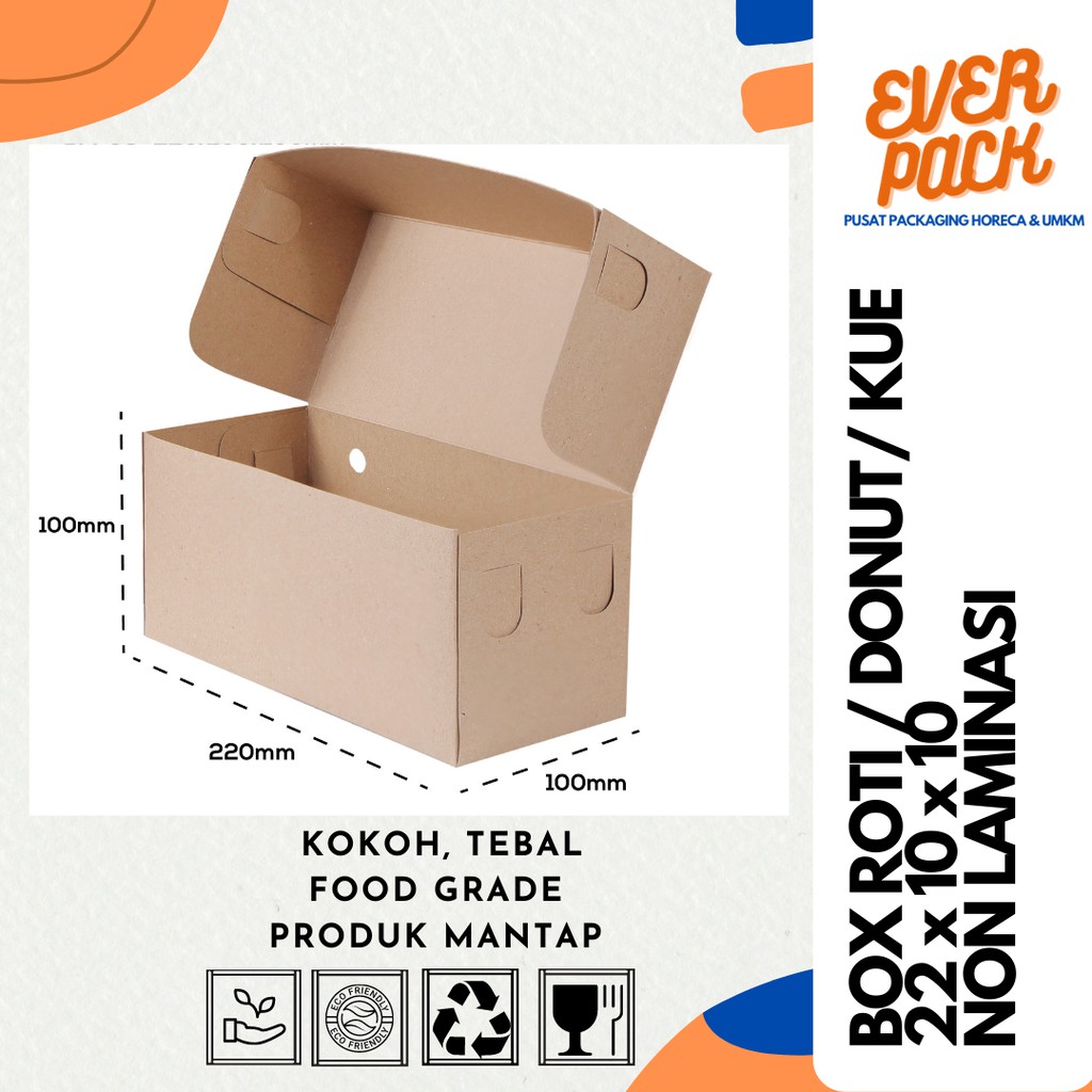 

DUS / BOX / KOTAK KUE / ROTI BAKAR uk.22x10x10cm KRAFT PAPER