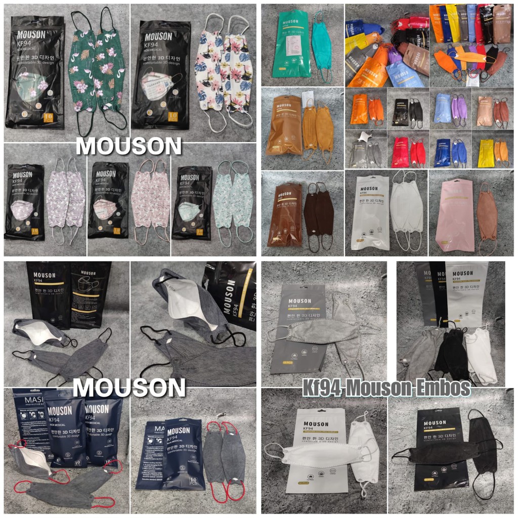 KF94 MOUSON EMBOS 10PC - MASKER MOUSON KF94 NEW WARNA TALI SENADA 4PLY