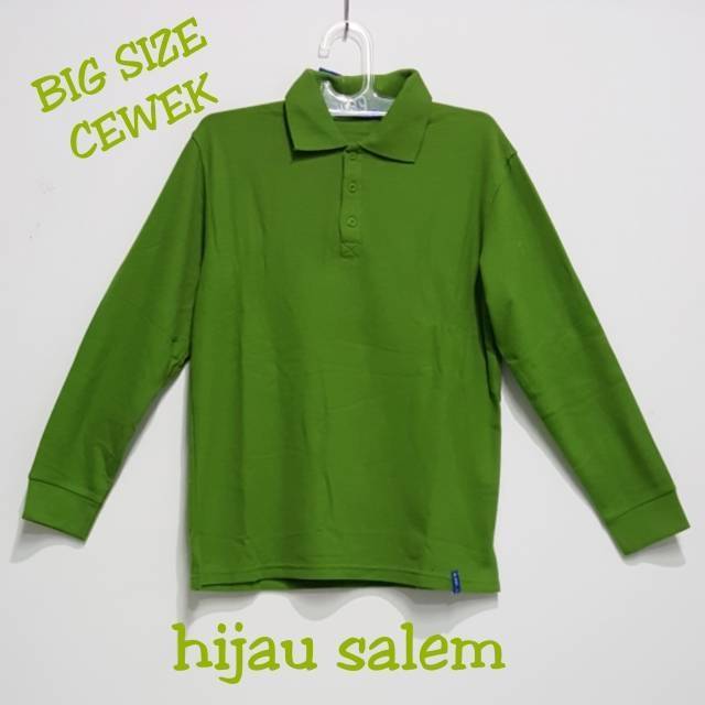 Kerah cewek big size/polo shirt cewek lengan panjang/kaos polo shirt/polosan cewek big size
