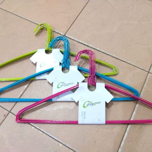 10 pcs Gantungan Baju Kawat Coating Kuat dan Lentur Hanger Warna Warni Calypso