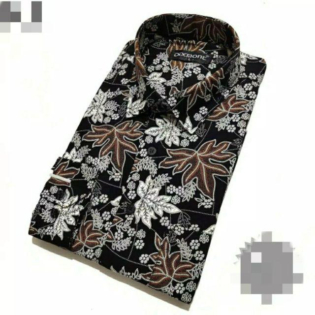 Kemeja Batik Pria Lengan Panjang Bl10 Katun Motif Modern Dixmont Semi Slimfit Premium