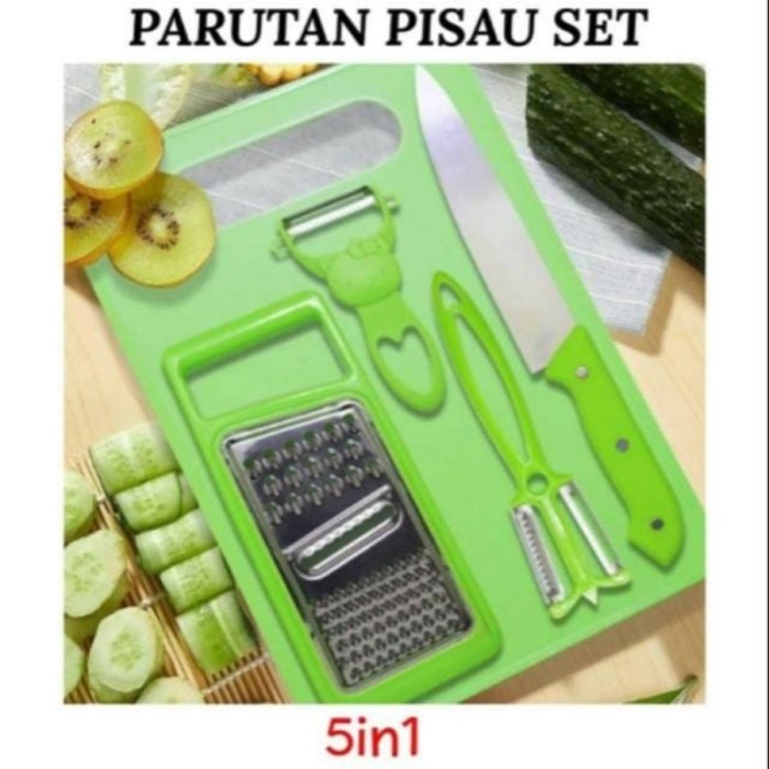 Pisau Set 5 In 1 - Talenan Gunting Parutan Peeler - Knife Kitchen