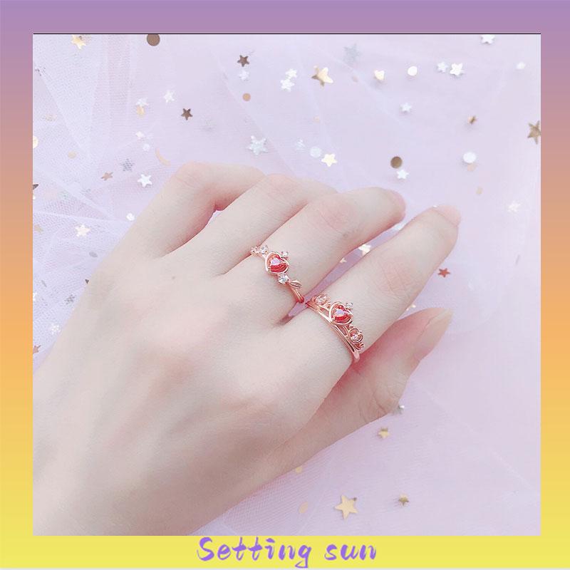 Ready Stock Ring Adjustable Disney Princess Ring 925 Silver Open Crown Ring Version Korea TN