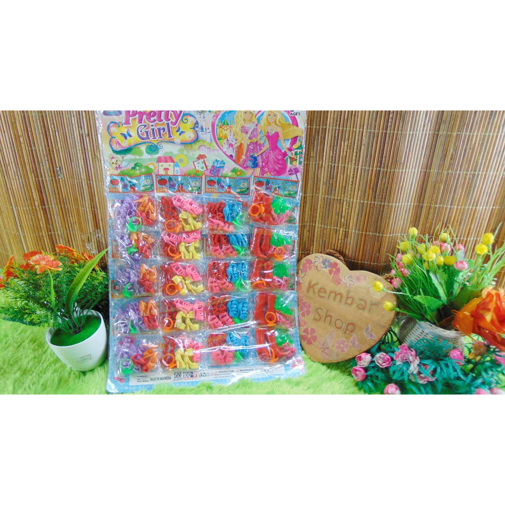 PG-BRBI Ecer 1pcs Mainan Anak Pretty Girl Paket Hemat 3psg Sepatu Berbi + Accesories Boneka