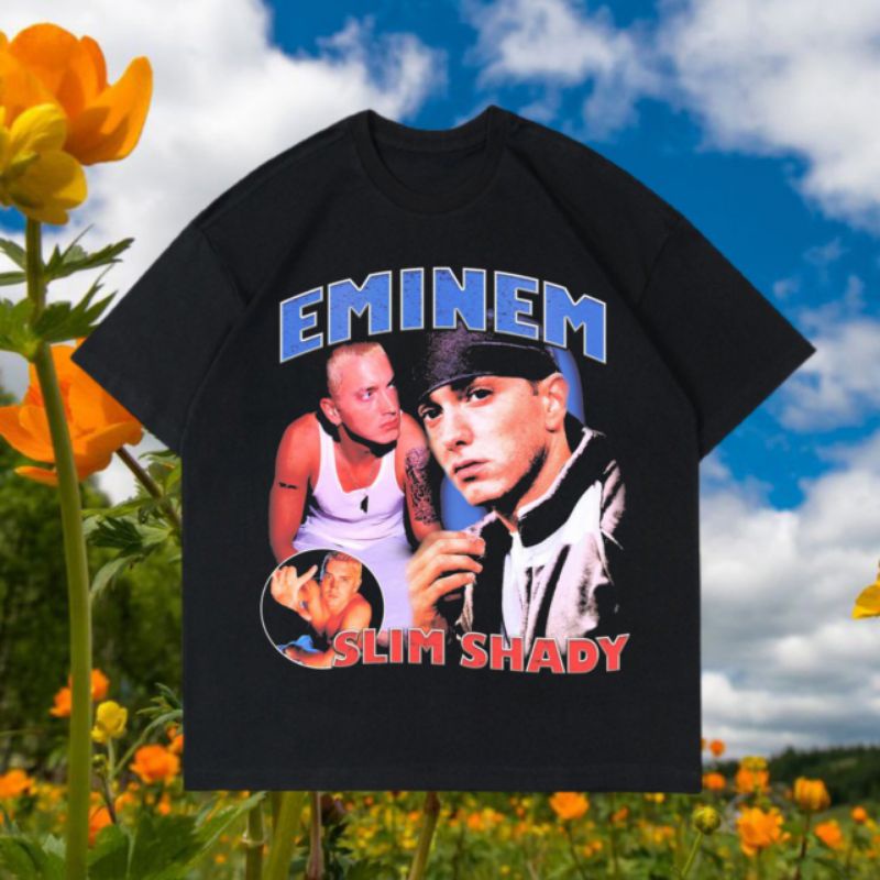 Eminem Slim Shady Slant Logo Rap Music Official Mens Black T-shirt