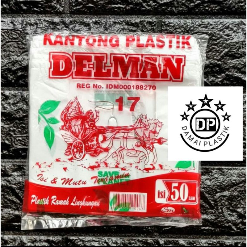 50pcs HD Delman 17 RAMAH LINGKUNGAN Kantong Kresek Plastik Go Green Save Planet Ukuran