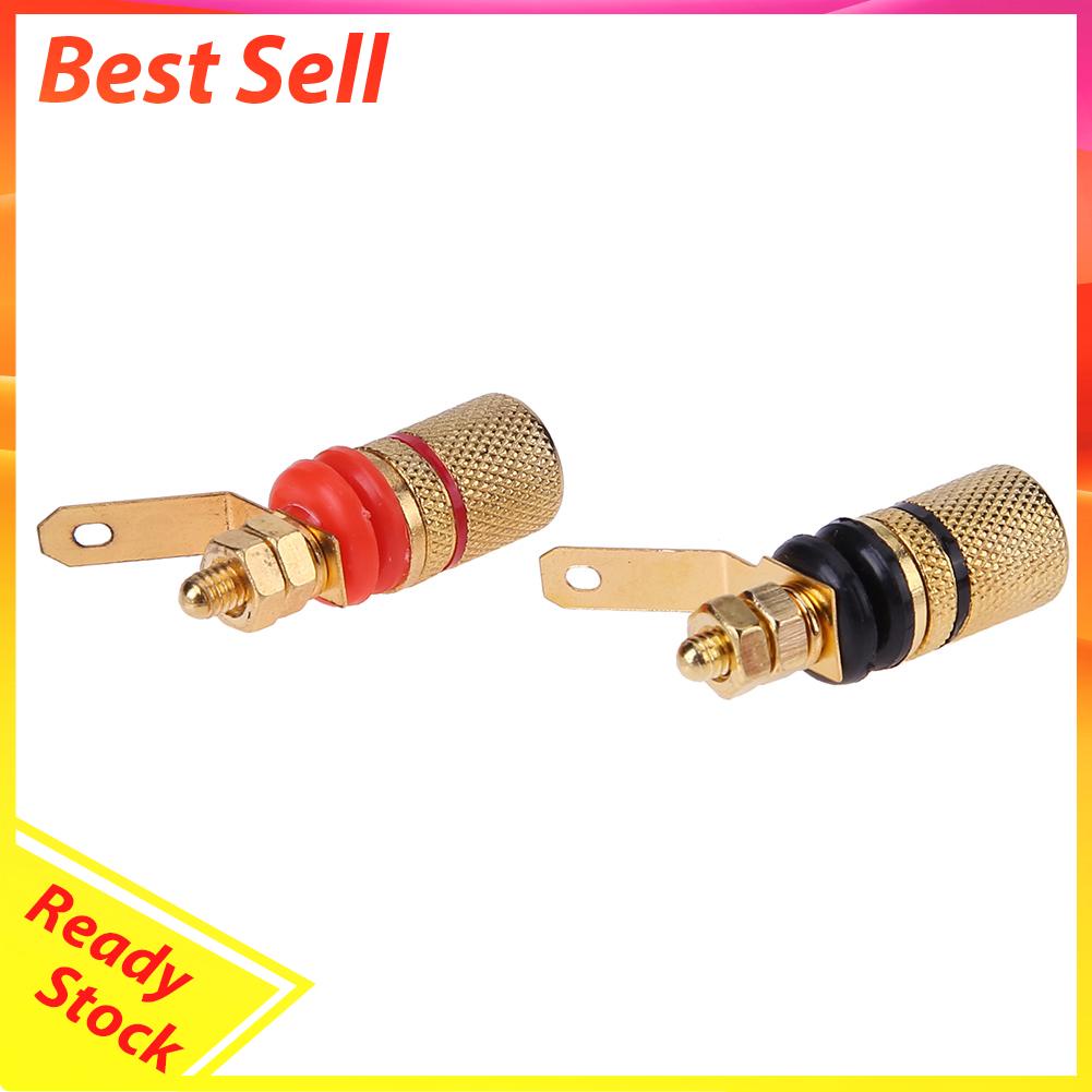 2pcs Terminal Binding Post Speaker Lapis Emas Ukuran 4mm Untuk Banana Plug