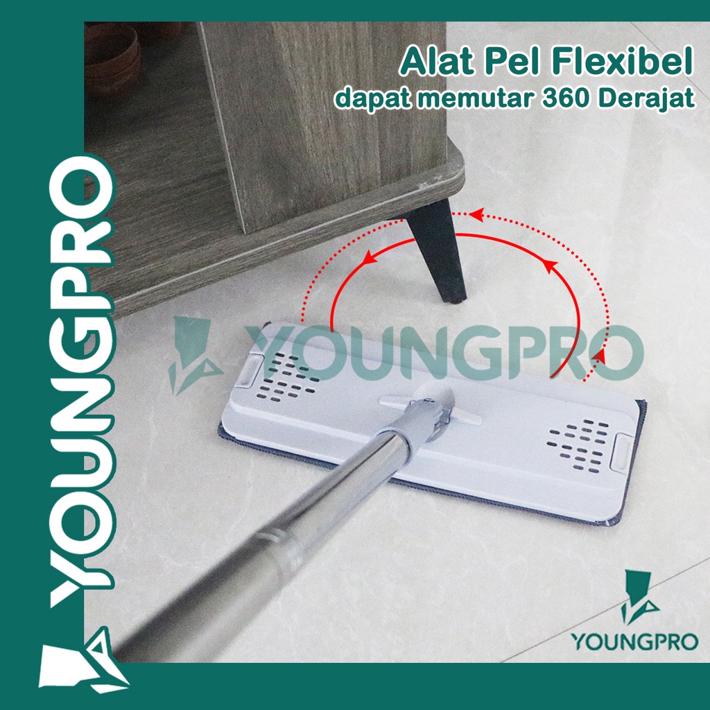 YOUNGPRO ALAT PEL LANTAI PRAKTIS ULTRA MICROFIBER MOP Dry&amp;Wash 2 SEKAT BUCKET + kain pel MULTIPURPOSE CLEANING MOP SCM-01