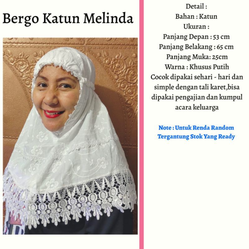 Bergo Katun Paris Melinda Khusus Putih