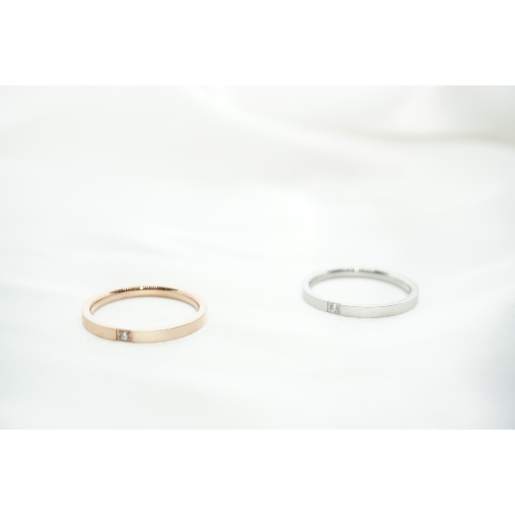 Cincin Titanium Korea Wanita Kawin Tunangan Rose Gold Silver CY115-116
