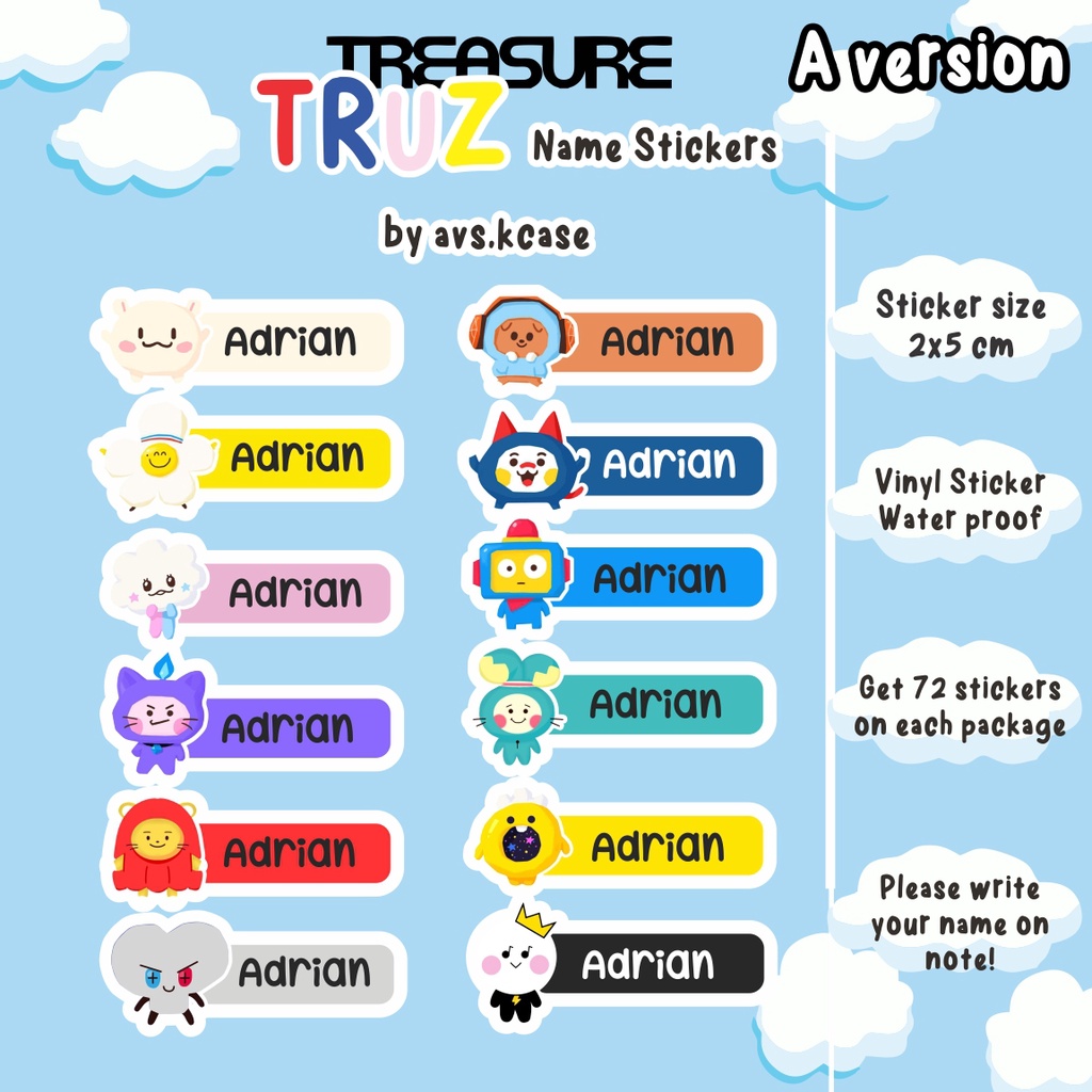 

Truz Treasure Name Stickers