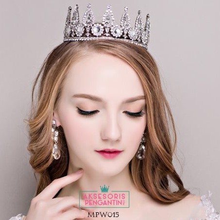 [STOK TERBATAS] HIASAN RAMBUT CROWN WEDDING MAHKOTA PENGANTIN SILVER MPW015