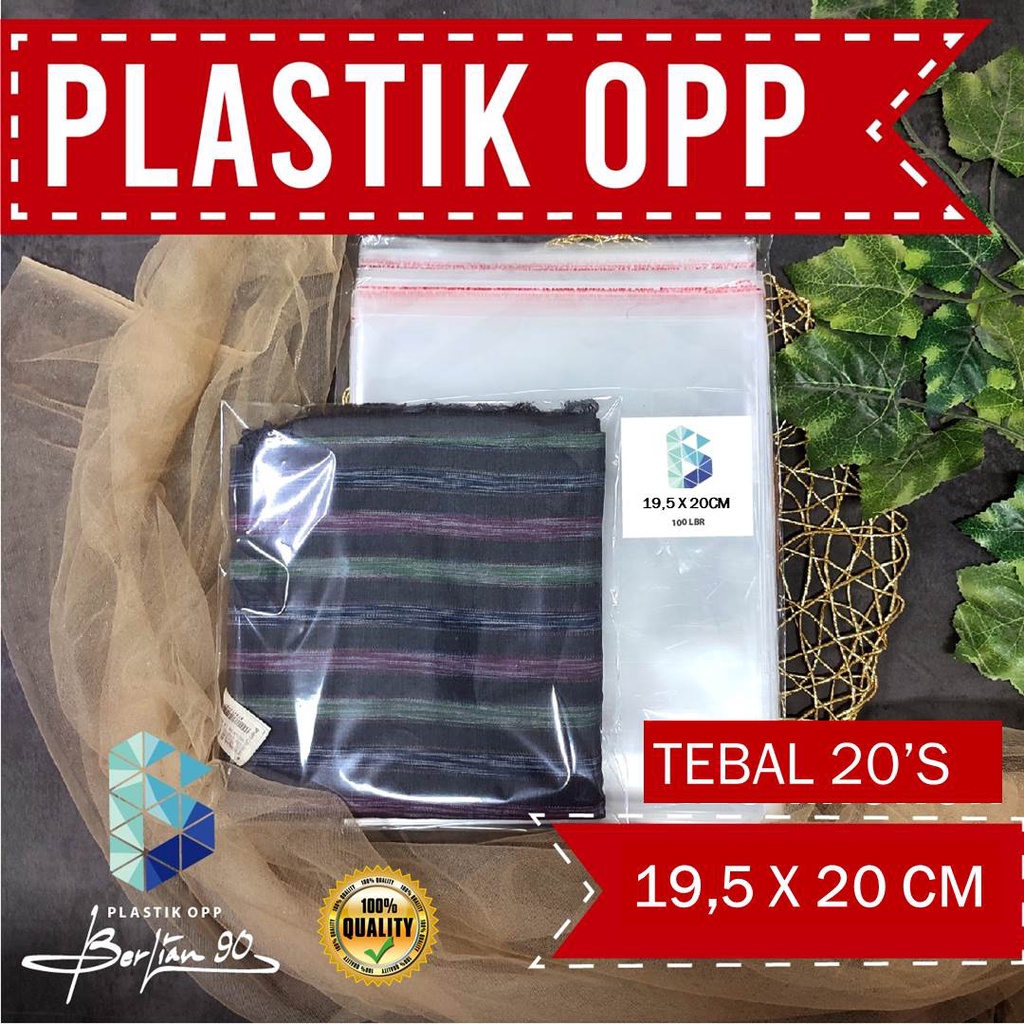 

Plastik OPP 19,5 X 20 CM 18 MIC 100LBR Lem Atau Seal / Plastik Kemasan Baju Kaos Anak Jilbab Termurah