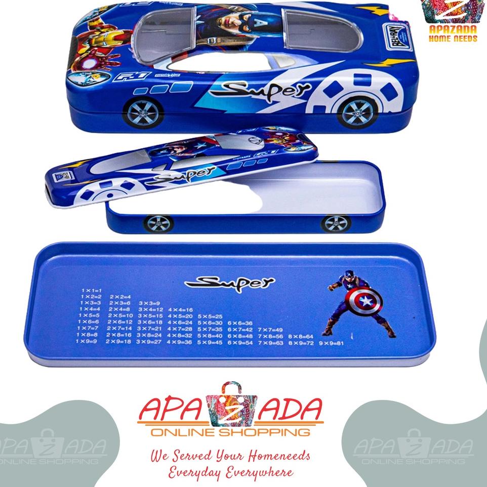 

[KODE PRODUK J4813] Apazada - Kotak Pensil Kaleng Motif Mobil Karakter + isi / Tempat Pensil Kaleng