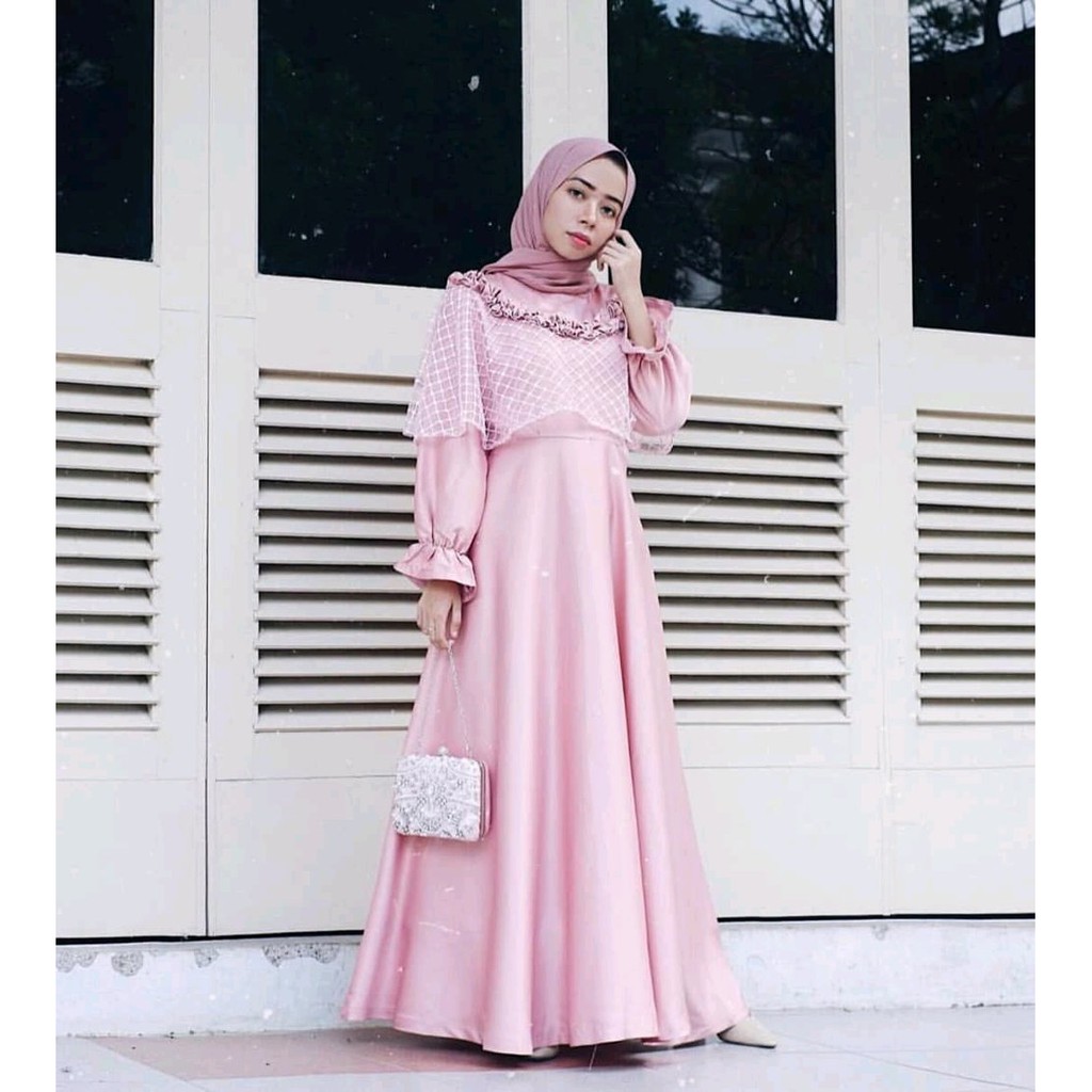 limited edition Dress ivory SF Mat velvet Mix brukat kotak plus pasmina terlatis dress kekinian