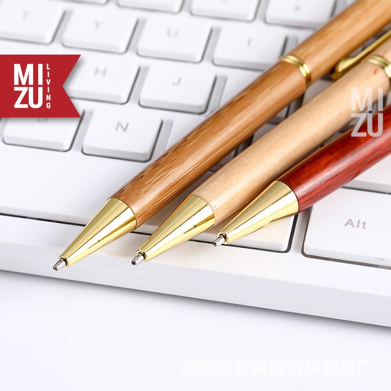 MIZU LEGNA Retro Vintage Twist Ballpoint Wooden Pen Pulpen Kayu Putar