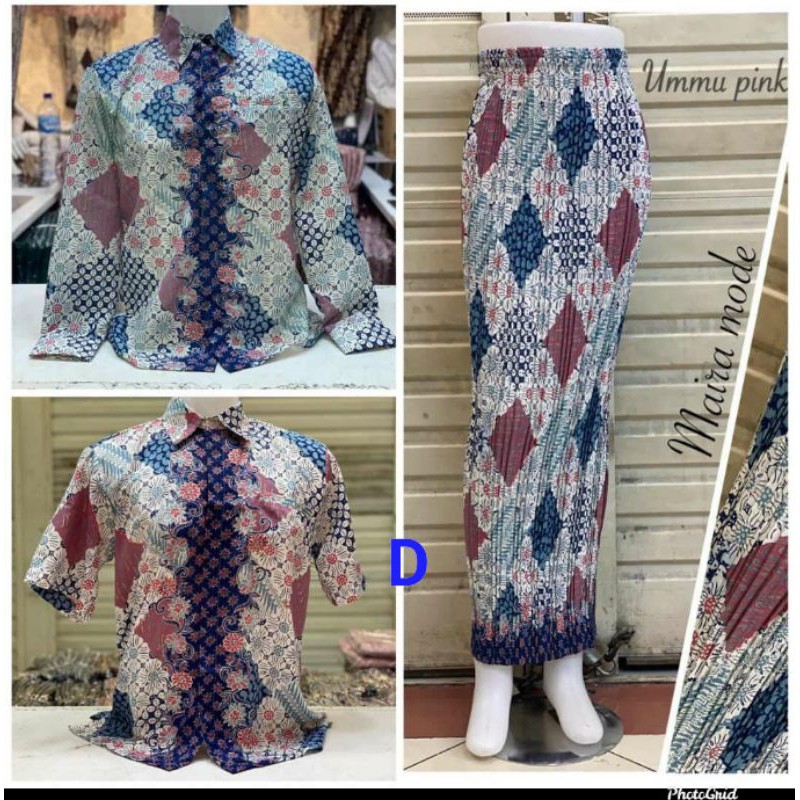 NEW REALPICT COUPLE BATIK DEWASA/KEMEJA BATIK/ROK PLISKET BATIK/COUPLE KEBAYA