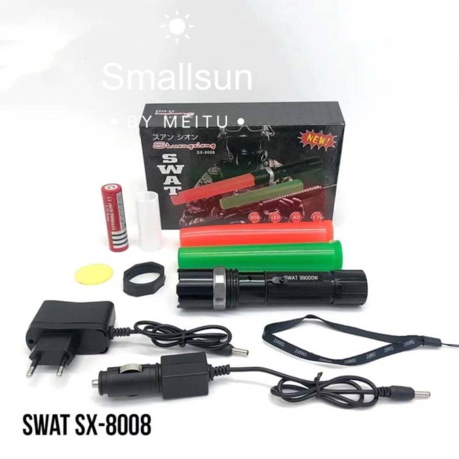 Senter police swat LED 8008 / Senter Free Charger Mobil