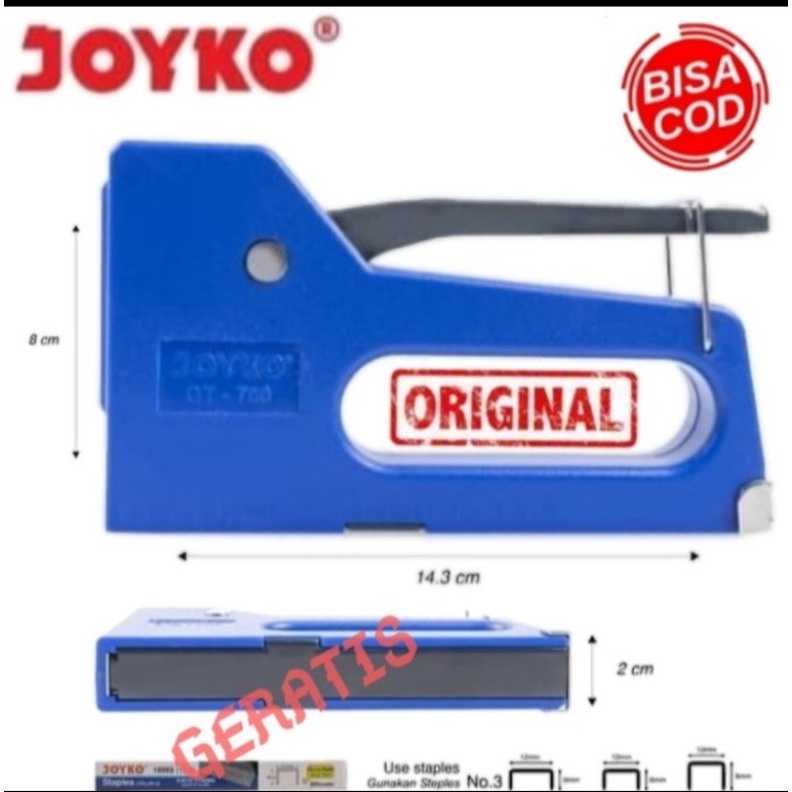 Gun Tacker/Steples JOYKO Jok Kayu/ Bonus Isi Seteples Plus Isi Refill Stapler