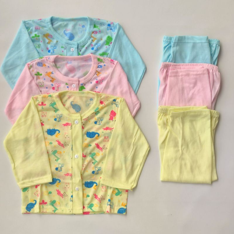 Setelan Baju Panjang Bayi Perempuan Laki Laki 0 3 6 9 12 Bulan Warna