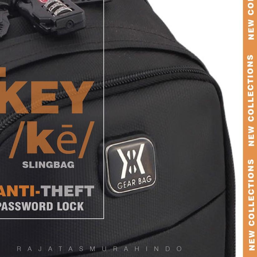 GEAR BAG KEY 13132 - Tas Selempang Pria Anti Theft Casual With USB & Password Lock
