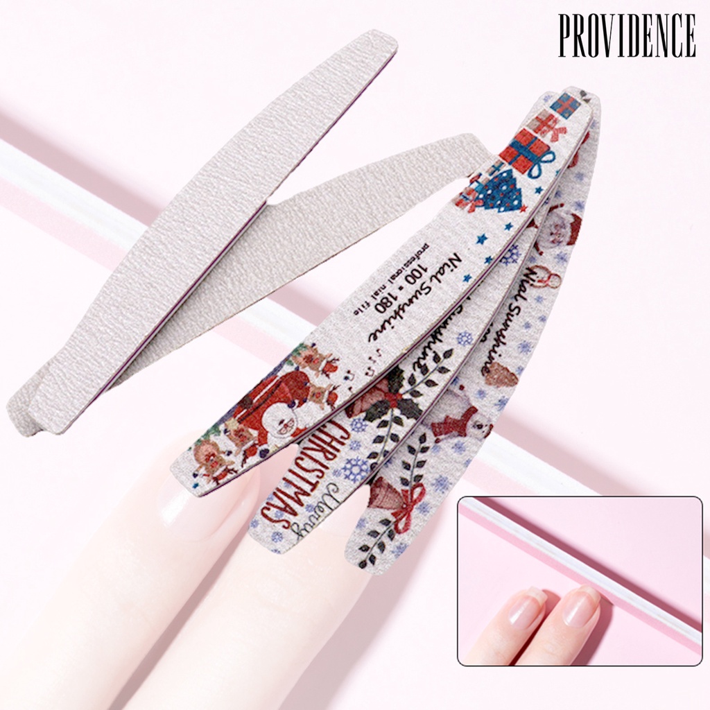 Providence Christmas Printed Nail File Half Moon Shape Sandpaper Nail Buffer Colorful Professional Manicure Tools for Female