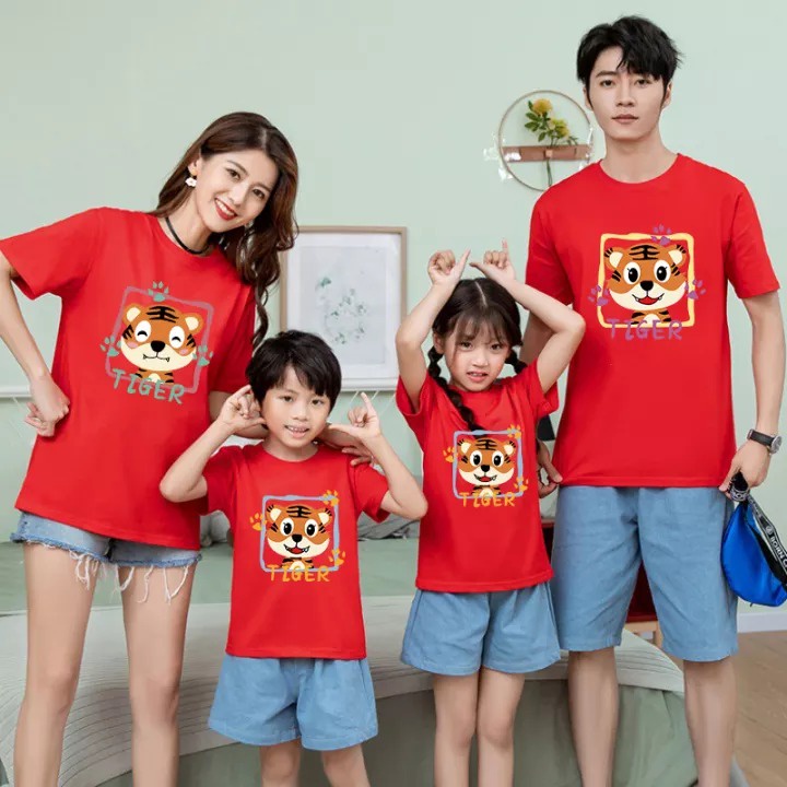 MYSTIQUE.ID-BAJU KAOS FAMILY TIGER T-SHIRT LUCU DAN AESTHETIC