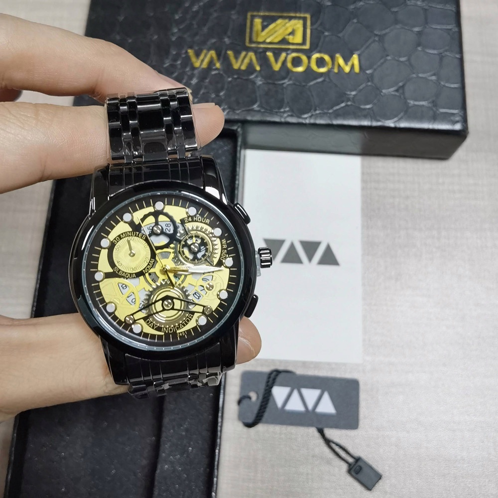 VaVa Voom 2451 ✅COD Jam Tangan Pria Anti Air Original Luxury Stainless Steel（Free BOX+Garansi）
