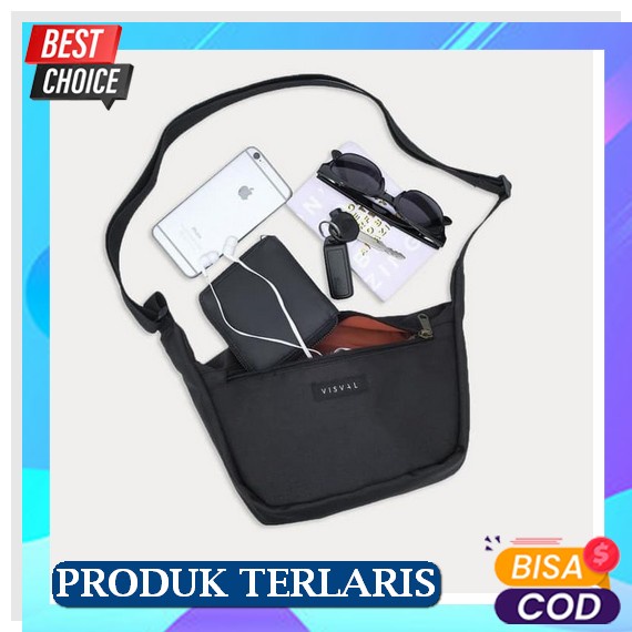 Tas Selempang Pria Distro Mini Gunung Simple Kulit Fashion Q3Z1 Kanvas Motif Unik Polos Formal Waist