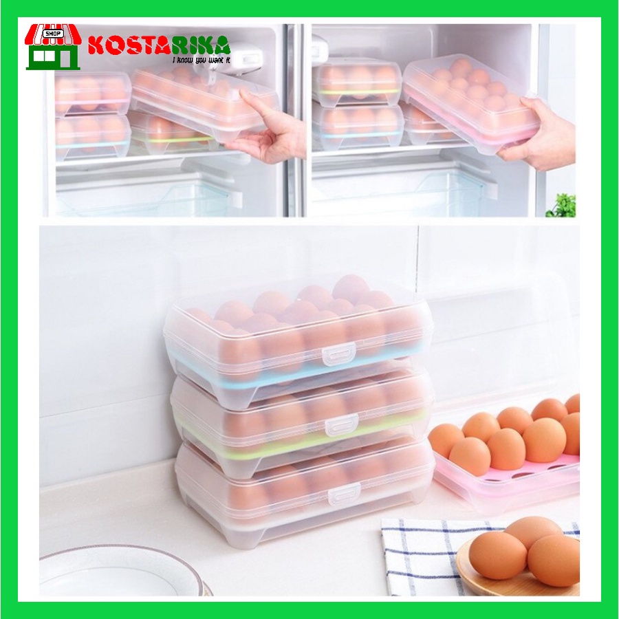 Kotak Telur Portable Atau Box telur Atau Egg Box Atau egg organizer 15 Sekat Tempat Telur Plastik