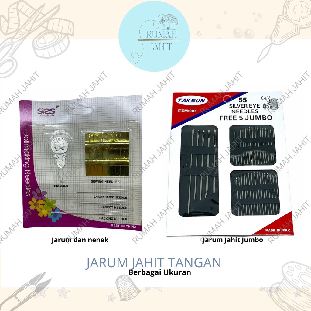 Jarum Jahit Tangan (50 Pcs + 5 EXTRA Jarum Besar) / Jarum Jahit Tangan / Jarum dan Nenek Alat Masuk 