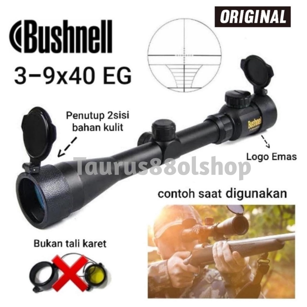 Original teropong senapan teleskop Bushnell 3-9 x 40 EG teleskop 3 lampu original