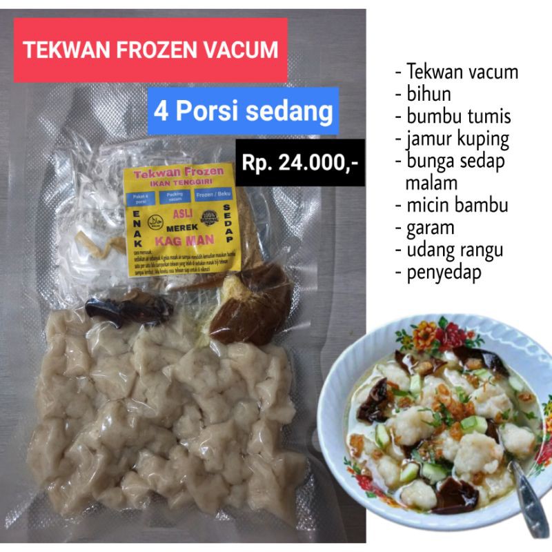 4 porsi TEKWAN FROZEN ikan tenggiri makanan instan palembang asli tekwan vacum beku lengkap + bumbu
