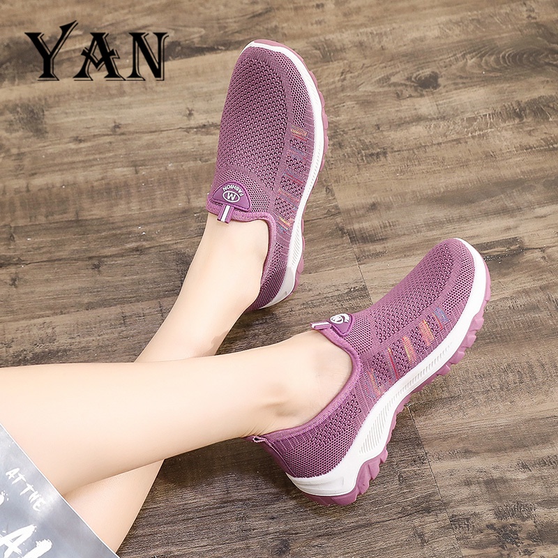 YAN Sepatu Wanita Sepatu Slip On Bernapas Sepatu Sneakers Wanita