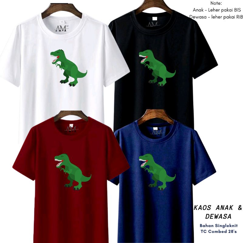 Baju Kaos Anak COWOK 3-12 tahun - Remaja - XXXL Dewasa TC Combed DINOSAURUS