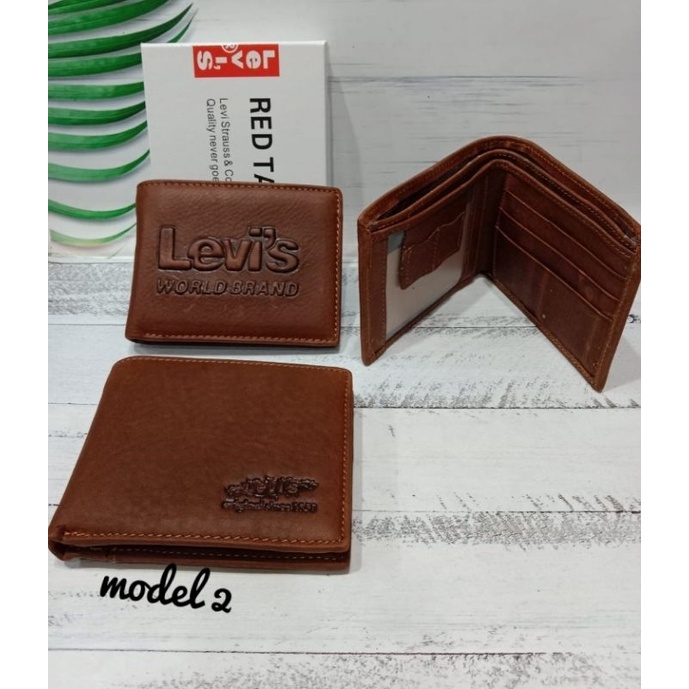 Dompet Import kulit asli pria cowok Levis simpel keren ukuran standard