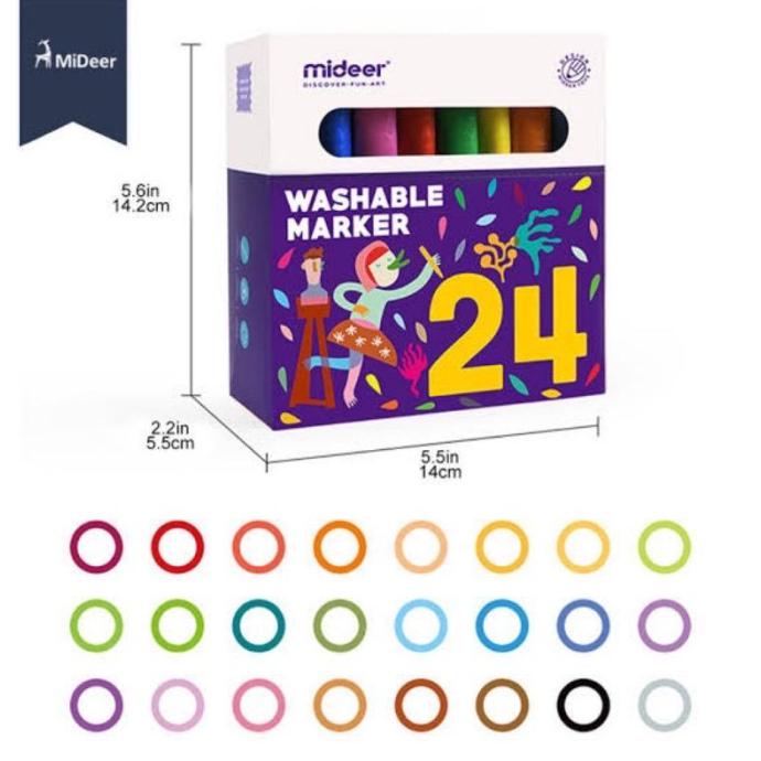 

MIDEER WASHABLE MARKER SPIDOL (24 COLOURS)