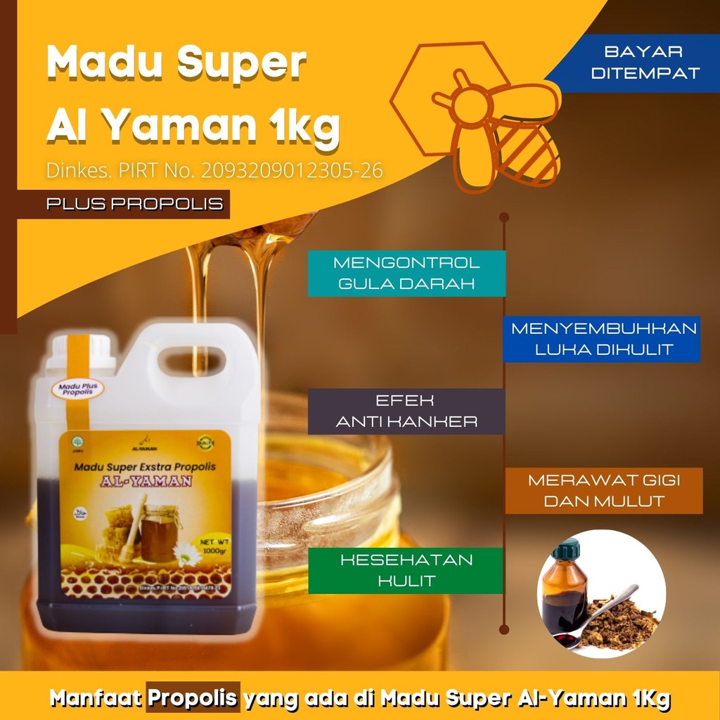 Madu Super plus propolis al yaman 1kg Menjaga Daya Tahan tubuh