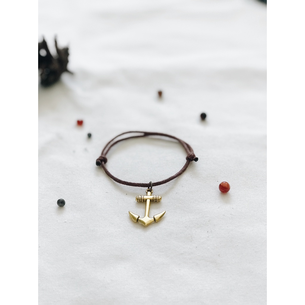 Gelang tali / Gelang persahabatan / friendship bracelet / Gelang Charm Jangkar Emas