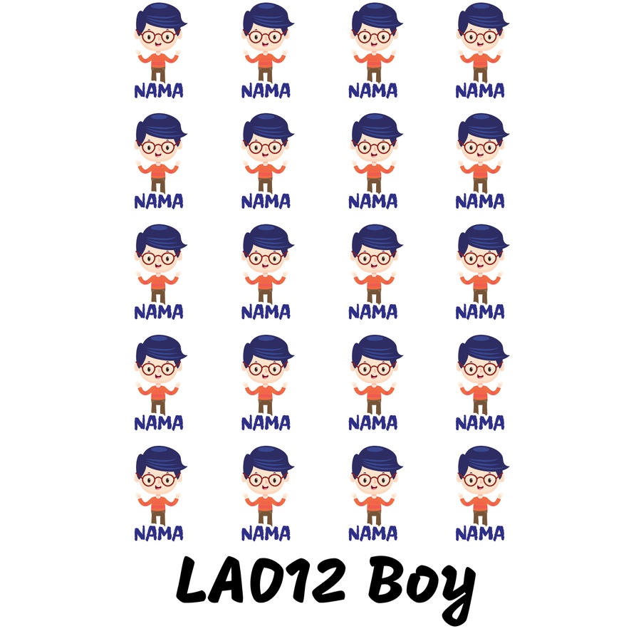 

Sticker Nama Cutting Label Waterproof Tahan Air Kid 12 (LA012)