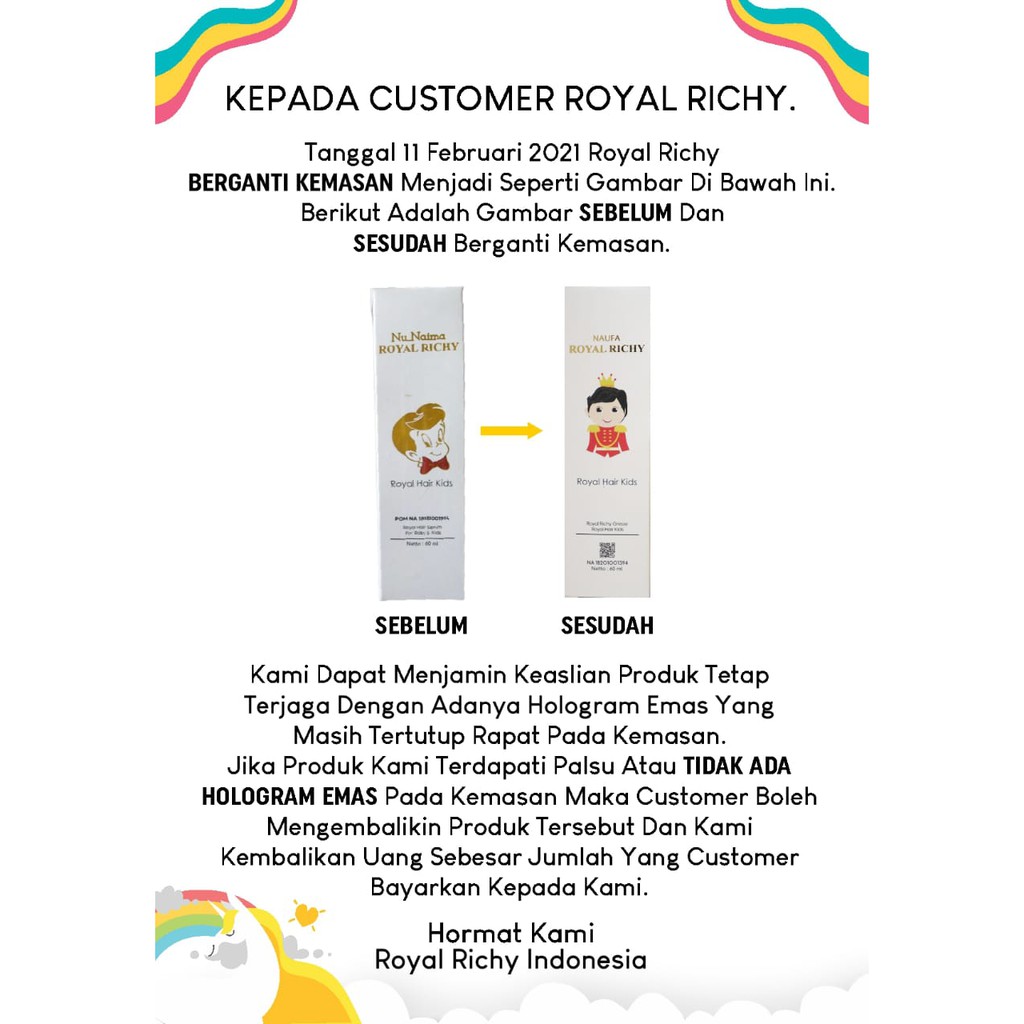 Paket Rambut Sehat 10 Botol Rambut Anak Hitam &amp; Lebat - Naufa Royal Richy Richie Rich Minyak Kemiri Penumbuh Penyubur Pelebat Rambut Anak Bayi Isi 60ml