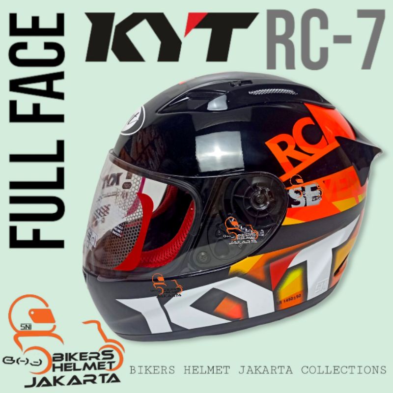 KYT HELM RC7 #19 BLACK ORANGE FULL FACE
