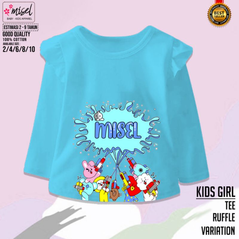 Kaos Anak perempaun lengan panjang RUFFLE BTS SERIES By MISEL 2-8 Tahun