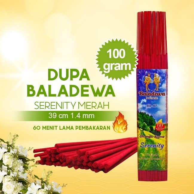 Dupa/ Hio Wangi Harum Baladewa 39 cm 100 gram 1.4 mm Serenity merah