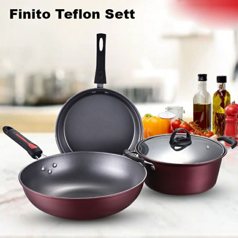 Panci dan Wajan Penggorengan Teflon Set isi 3 Pcs//panci teflon set 3pcs